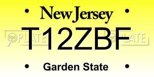 T12ZBF New Jersey License Plate