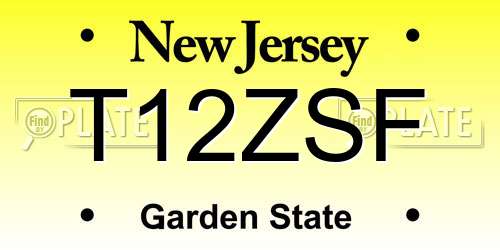 T12ZSF New Jersey License Plate