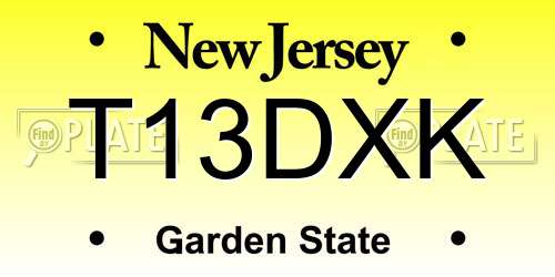 T13DXK New Jersey License Plate