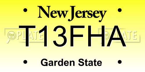 T13FHA New Jersey License Plate