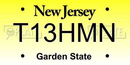 T13HMN New Jersey License Plate