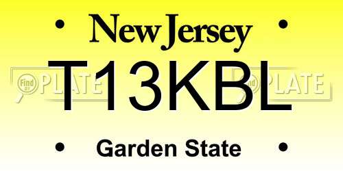 T13KBL New Jersey License Plate