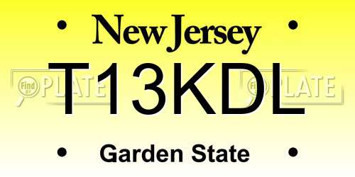 T13KDL New Jersey License Plate