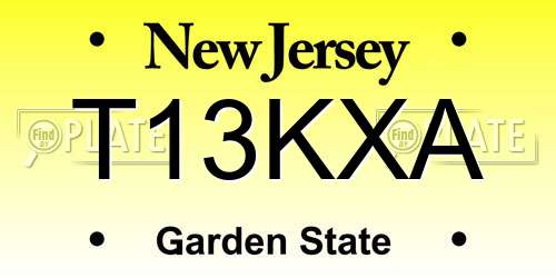 T13KXA New Jersey License Plate