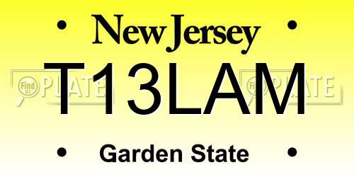 T13LAM New Jersey License Plate