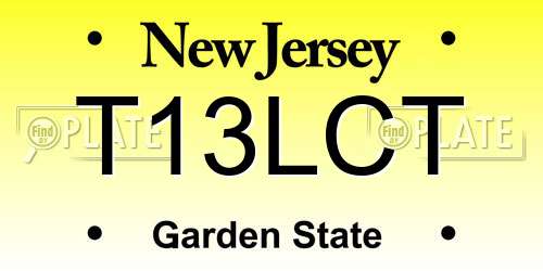 T13LCT New Jersey License Plate