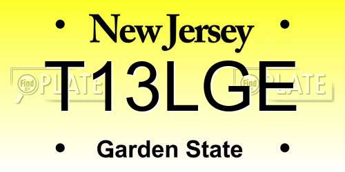 T13LGE New Jersey License Plate