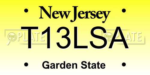 T13LSA New Jersey License Plate