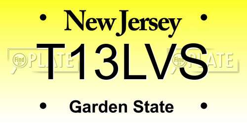 T13LVS New Jersey License Plate