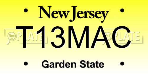 T13MAC New Jersey License Plate