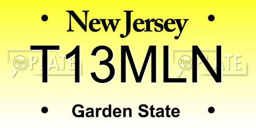 T13MLN New Jersey License Plate