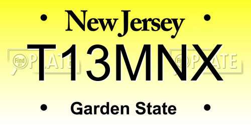T13MNX New Jersey License Plate