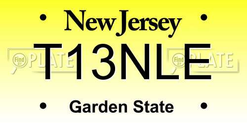 T13NLE New Jersey License Plate