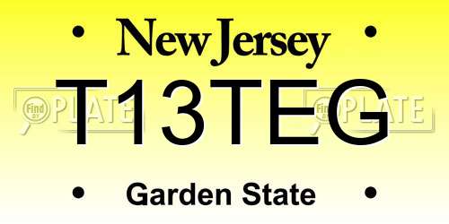 T13TEG New Jersey License Plate