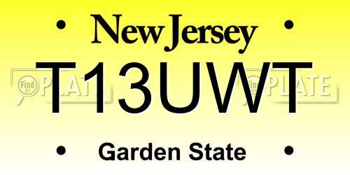 T13UWT New Jersey License Plate