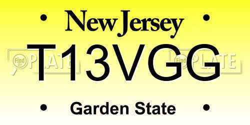 T13VGG New Jersey License Plate