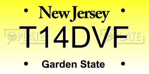 T14DVF New Jersey License Plate