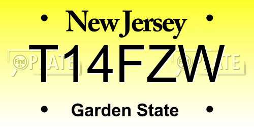 T14FZW New Jersey License Plate