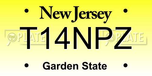 T14NPZ New Jersey License Plate