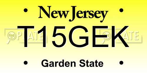 T15GEK New Jersey License Plate