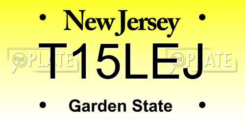 T15LEJ New Jersey License Plate