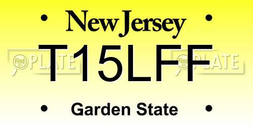 T15LFF New Jersey License Plate