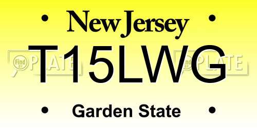 T15LWG New Jersey License Plate