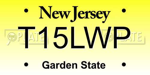 T15LWP New Jersey License Plate