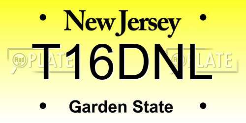 T16DNL New Jersey License Plate