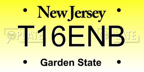T16ENB New Jersey License Plate