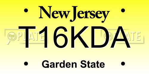 T16KDA New Jersey License Plate