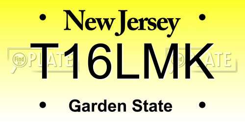 T16LMK New Jersey License Plate