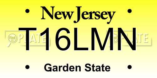 T16LMN New Jersey License Plate