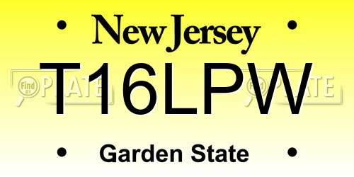 T16LPW New Jersey License Plate