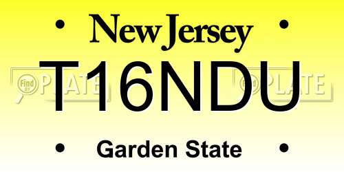 T16NDU New Jersey License Plate