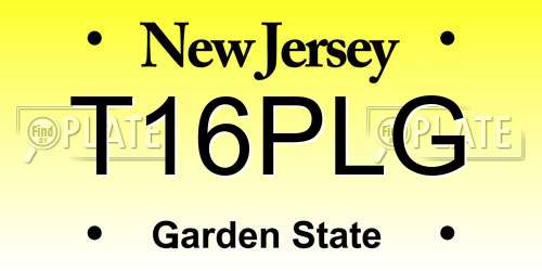 T16PLG New Jersey License Plate