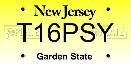 T16PSY New Jersey License Plate