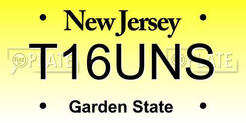 T16UNS New Jersey License Plate