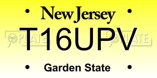 T16UPV New Jersey License Plate