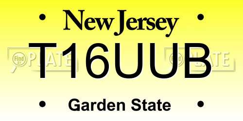 T16UUB New Jersey License Plate