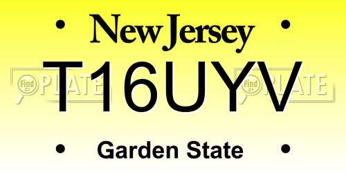 T16UYV New Jersey License Plate