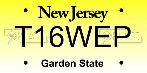 T16WEP New Jersey License Plate