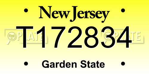 T172834 New Jersey License Plate