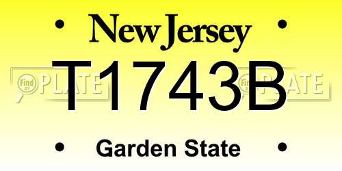 T1743B New Jersey License Plate