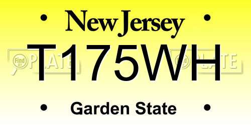 T175WH New Jersey License Plate