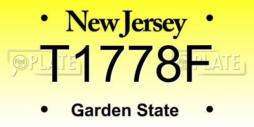 T1778F New Jersey License Plate