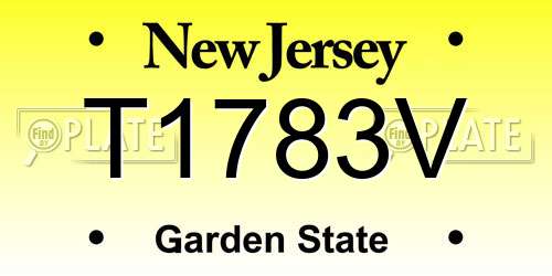 T1783V New Jersey License Plate