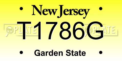 T1786G New Jersey License Plate