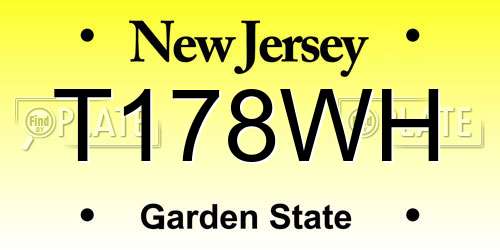 T178WH New Jersey License Plate