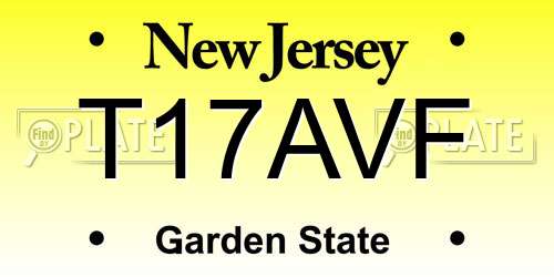 T17AVF New Jersey License Plate
